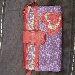 Fossil Heart Leather Wallet Wristlet